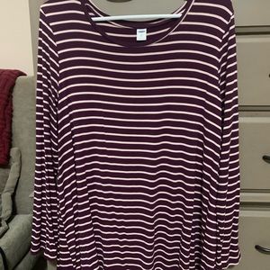 Old navy maroon and beige stripe luxe blouse